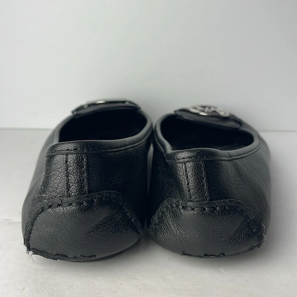 Michael Kors Lillie Black Leather Ballet Loafer Flats ME19G